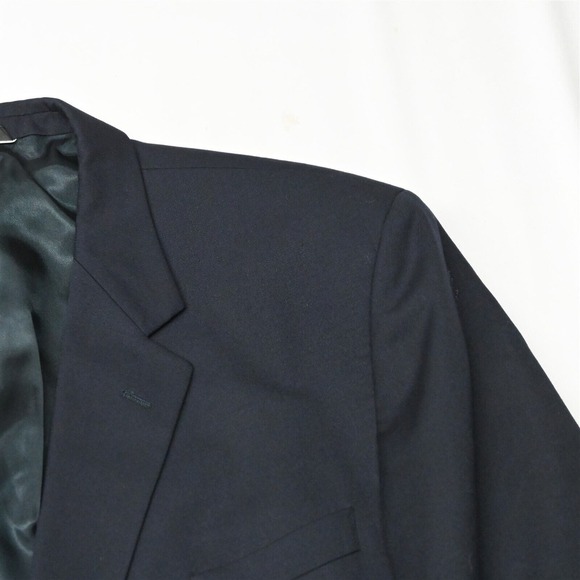 Joseph & Feiss 54R Navy Blue Gold Button 100% Wool Blazer Suit Jacket Sport Coat